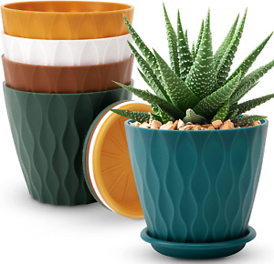 New Listing6 Inch Plant Pots, 5 Pack Flower Pots Outdoor Indoor, Planters with Drainage Hol