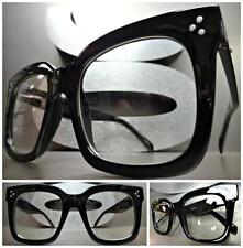 OVERSIZE VINTAGE RETRO NERD Style Clear Lens EYE GLASSES Thick Large Black Frame