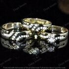 2.00 Ct Round Cut Moissanite His & Her Trio Ring Set 14K Real Yellow Gold Plated