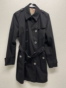 Burberry Brit Women's Black double breasted trench coat size 10