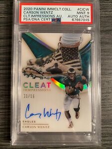 2020 Carson Wentz Immaculate Cleat Immpressions Auto /15 PSA 9 Eagles