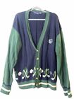 Mens Vintage Hathaway Golf Theme Cardigan Sweater Size Large Hand Intarsia Knit
