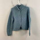 111 State Womens Medium Sweater Chunky Blue Wool Chunky Knit Snap Long Sleeve
