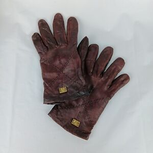 Etienne Aigner Leather Gloves Dark Burgundy Size 7.5  Made in Italy Vintage
