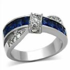 6.55 CTW French Cut Sapphire knot style Eternity 925 Sterling Silver Band Ring.
