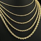 14K Solid Yellow Gold 2mm-6mm Rope Chain Italian Pendant Necklace 16