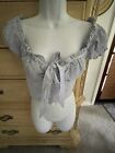 Womens Live 4 truth crop top corset blue white sexy cute boho buttons country M