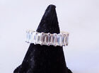 Estate Sterling Silver French Cut Clear Stone Wide Eternity Band ring Size 5