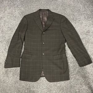 ISAIA Napoli Super 120s Wool Sport Coat Brown Check 40 US 50 ITALY