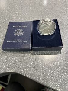 2008 W BU American Silver Eagle Dollar Uncirculated Coin with Box