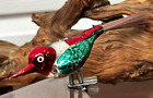 New ListingVintage German Red Green Glass Bird Clip on Ornament Spun Tail