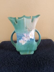 Antique Roseville Pottery Blue Cosmos  Bud Vase 950-8