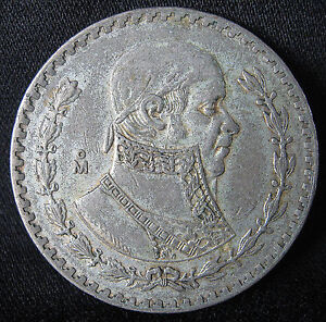1957-1967 10% Silver Mexican Un Peso - BIG OLD MORELOS SILVER DOLLAR FROM MEXICO