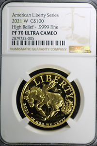 2021-W $100, American Liberty Series, High Relief, Gold Coin, PF 70 ULTRA CAMEO!