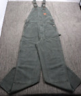 Carhartt Vintage Bib Overalls Moss Green Double-Knee Men 32x34 USA Made Workwear