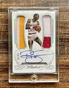 RALPH SAMPSON 2015 FLAWLESS 3-COLOR GAME USED DUAL PATCH AUTO 15/25
