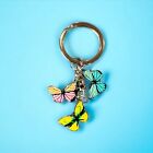 Enamel Keychain Butterfly Bag Charm Butterflies Key Fob Ring Cute Kawaii Yellow