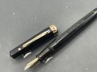 Wahl Eversharp Doric Black Resin Gold Trim Fountain Pen 14k Fine Nib c1940