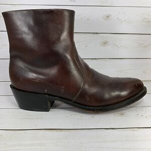 Durango Cowboy Boots Short Ankle Mens Size 11 Brown Western Side Zip