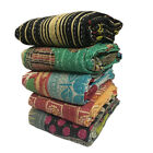 Vintage Throw Kantha Quilt Indian Handmade Cotton Bedspread Reversible Bedding
