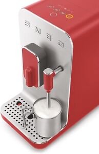 Smeg Compact Automatic Coffee Maker with Steam Function, Matte Red, with grinder