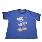 Mickey Mouse T-Shirt 2XL Blue Men Everyday Simple Casual Basic Norm Retro 90s