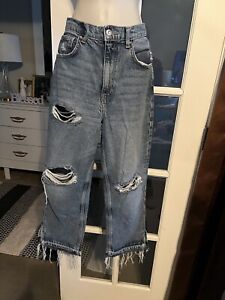 We The People Womens Distressed High Waisted Wide Leg Jeans. 10