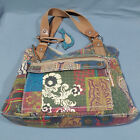 Vintage Fossil Canvas Shoulder HandBag Satchel Multicolor Tapestry Patchwork Bag