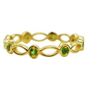 Solid 14k Yellow Gold Wedding Band Ring Natural Chrome Diopside Gemstone Jewelry