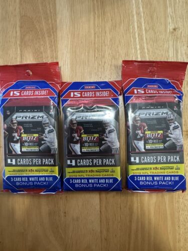 2019 Panini Prizm NFL Football Cards One (3) Cello Packs - Unopened
