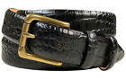 Brass Buckle Genuine Italian Calfskin Leather Designer Dress Belt 1-1/8