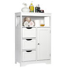 New ListingBathroom Floor Cabinet Wooden Storage Organizer with 3 Drawers Adjustable Shelf