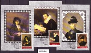 New ListingRussia, 1983 Rembrandt painting 6 maxi-card, Mi#5259-64, spec. cancelled MOSKOW