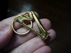 (M206-B) HARP key chain keychain LYON & HEALY JEWELRY 24k goldplate music harps