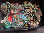 Box Full Of Antique Costume Jewelry & Other Antiques & VTG Amazing Lot Of Pieces