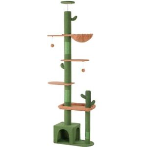 Cat Tree Floor to Ceiling, Cactus Cat Tower, Tall Cat Tree Adjustable Height