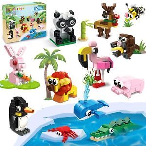 HOGOKIDS Party Favors for Kids 12 Pack Animals Building Blocks Toy for Kids 6+
