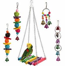 5pcs Bird Ladder Swing Toys Play Set fun Colorful Hanging Bells for Bird Cages