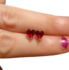 925 Sterling Silver Heart lab-created Ruby Stud Earrings for Women 5MM FREE SHIP