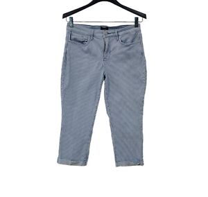 NYDJ Blue And White Stripe Cuff Crop Jeans Size 10P