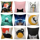 PILLOW COVER Cat Graphic Print Two Sided Abstract Decorative Cushion Case 18x18