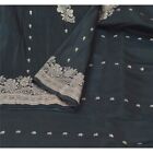 Sanskriti Vintage Pure Satin Silk Hand Woven Craft Blue Fabric/Material