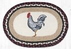 Braided Jute Oval Stenciled Placemat/Trivet/Swatch. Earth Rugs. ROOSTER