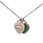 Please Return to Tiffany & Co. Sterling Turquoise Double Heart Necklace-A2913