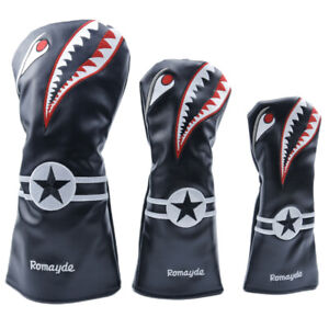 New Shark Golf Head Covers Synthetic Leather Blade Putter Cover 3 Wood Headcover