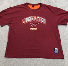 Vintage Virginia Tech Hokies Shirt Men XXL 2XL Maroon Tee Spell Out Y2K Starter