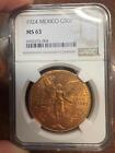 1924 Mexico 50 Pesos Gold Coin - NGC MS 63 - Fantastic Condition!