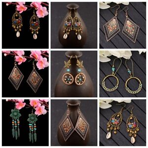 Fashion Women Bohemian Vintage Ear Stud Long Tassel Boho Dangle Earrings Jewelry