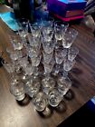 Vintage Etched Crystal Glass Barely Used 26 Piece, Wine, Sherry, Port, Beautiful