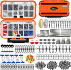 253/397Pcs Fishing Accessories Kit: Tackle Box, Weights, Spinner Blades.